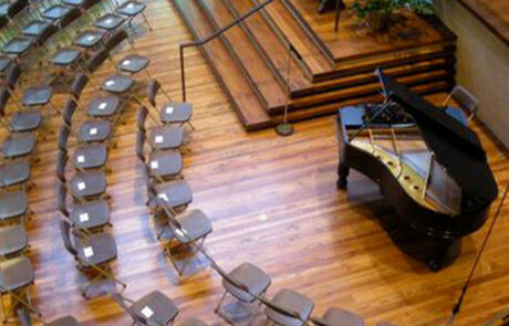 Winona County History Center Slaggie Family Lobby Set up for concert rental