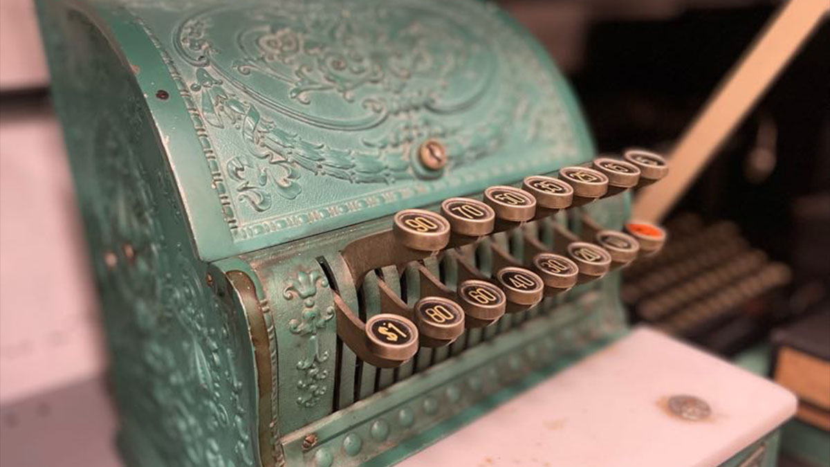 Historic cash register from Winona County Historical Society collections