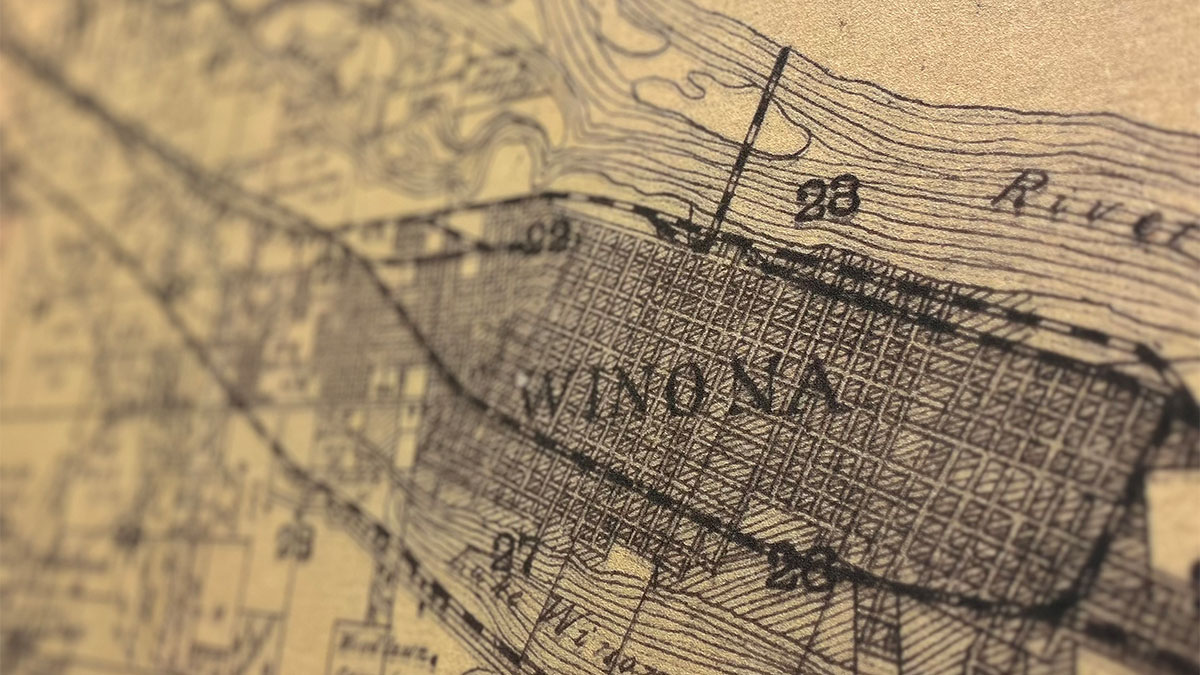 Historic city of Winona map from Winona County Historical Society archives