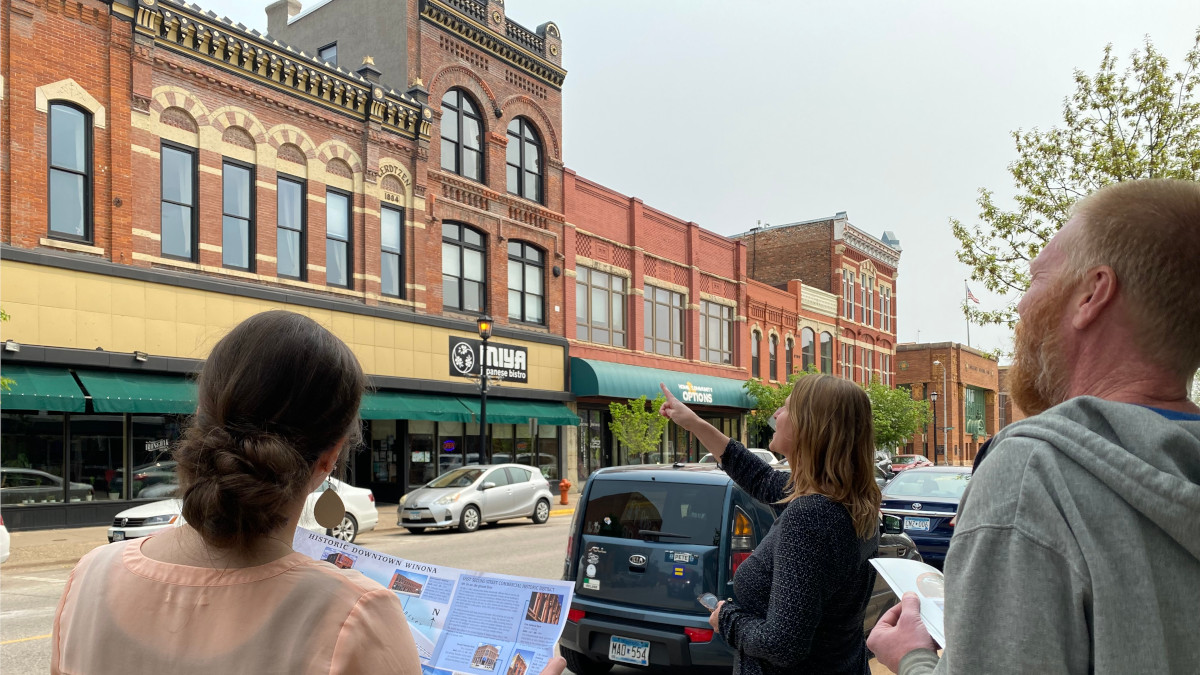 Winona County History Center staff on Second Street in Winona, MN