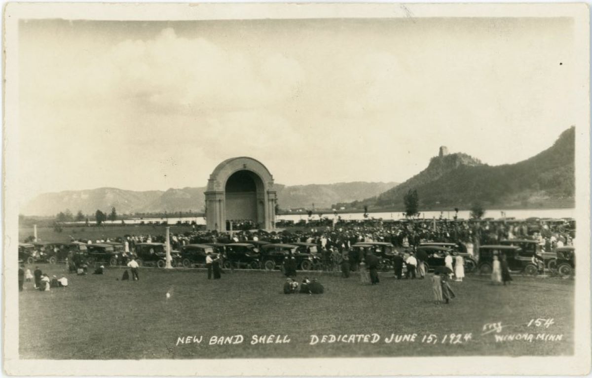 Winona Lake Park Bandshell image from Winona County Historical Society archival collections