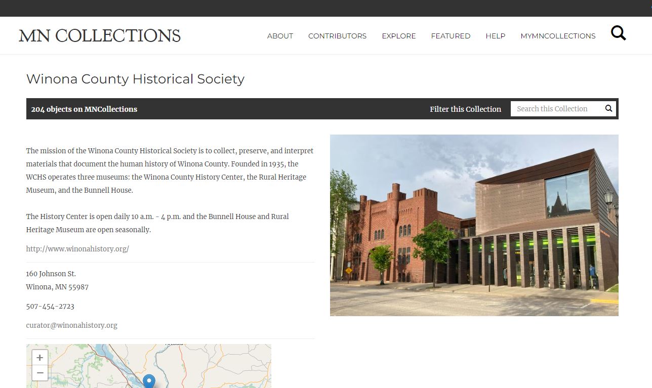 Winona County Historical Society MNCollections page