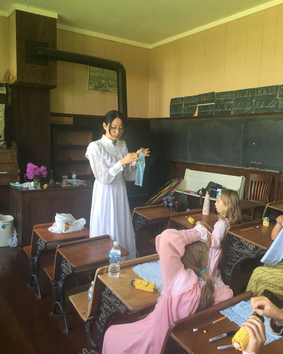 Volunteer teaching at Winona County Historical Society's Country School Day Camp