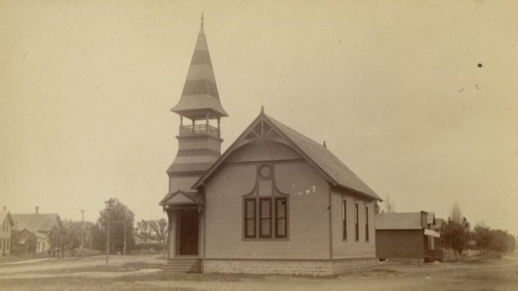 A church in Winona, Minnesota courtesy of the Winona County Historical Society archival collections.