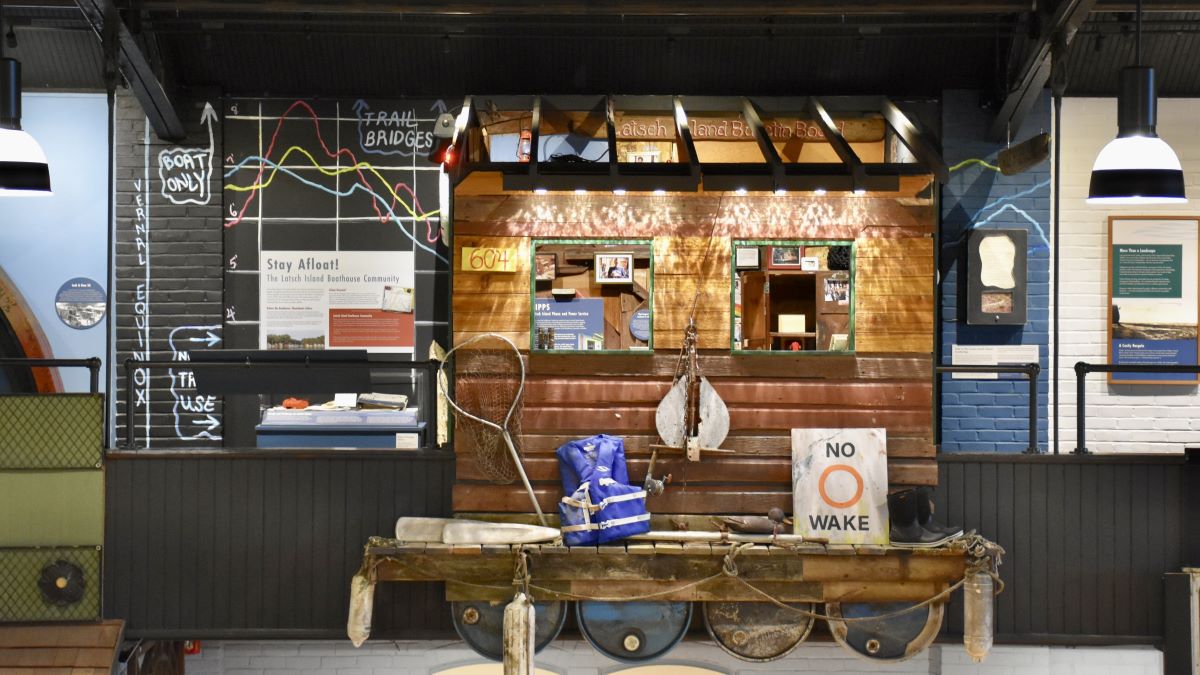 The Stay Afloat Boathouse Exhibit in the River Gallery of the Winona County Historical Society
